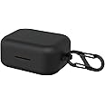 Geekria Silicone Case Cover Compatible with Bang & Olufsen Beoplay EX True Wireless Earbuds, Earphones Skin Cover, Protective Carrying Case with Keychain Hook, Charging Port Accessible (Black)