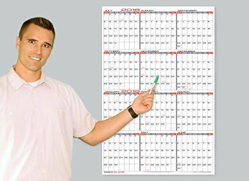 Paper - 24" x 36" Large 2018-2019 Yearly Academic Wall Calendar - Vertical Planner (P-18-19v-2436)
