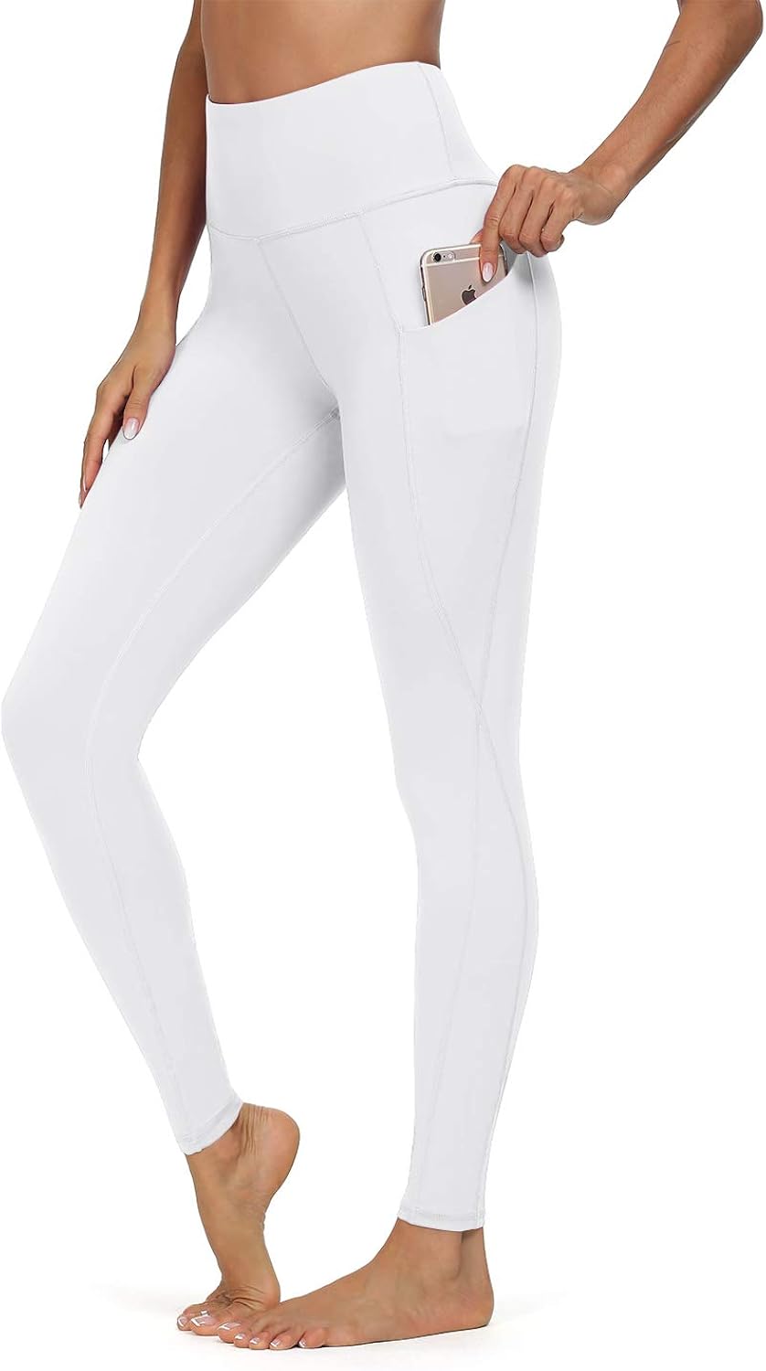 Jouica High Waist Yoga Pants with Pockets, Tummy Control, Workout Pants for Women 4 Way Stretch Yoga Leggings with Pockets: Clothing