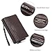 Teemzone Man Clutch Bag Genuine Leather Wristlet Wallet Hand Bag Business Clutch Purse Bag RFID Blocking Checkbook Organizer Long Wallet Credit Cards Case With Strap and Zipper