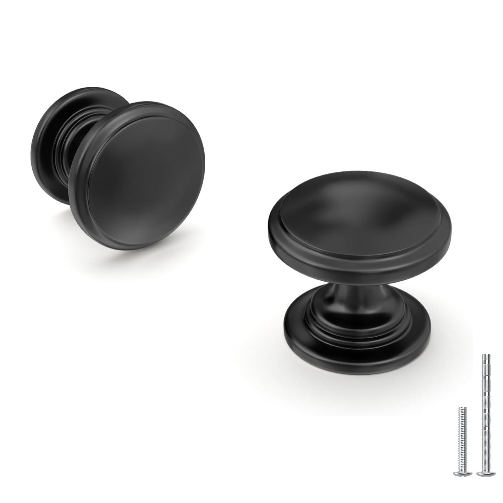 Photo 1 of homdiy 5 Pack Black Cabinet Knobs Round Drawer Knob for Kitchen Cabinets Dresser Matte Black Drawers Pulls Zinc Hardware Handle