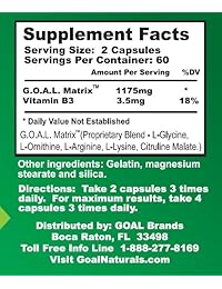 lente – g.o.a.l. Matrix Aminoácidos Pastillas – La mejor Ningún Suplemento Complejo Tabletas L-Glicina...