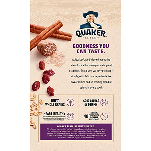 Quaker Instant Oatmeal, Raisin & Spice, Breakfast Cereal, 10 Packets