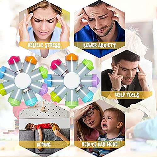 Luminous LED Popper Fidget Toys, Finger Spinner 2 Pack, Novelty Toys for Kids Adults,Birthday Gift for Children, Classroom Prizes, Boy Girl for ADHD Anxiety Stress Reducer Spinner Toys for Party Gift