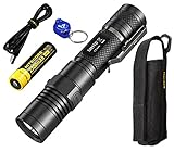 Nitecore MH10 1000 Lumens Rechargeable LED Flashlight w/Battery, Holster and Lumen Tactical Keychain Light