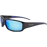 Islander Eyes Tenerife Polarized Sunglasses for Men or Women Wraparound Black Frame w/Blue Mirror Lens