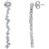 BERRICLE Sterling Silver CZ Dangle Earrings for Women, Trendy Simulated Diamond Cubic Zirconia Drop Earrings - Art Deco, Bar, Flower, Teardrop, Filigree Designs