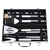 BBQ Grill Tools Set,Discoball Stainless Steel Utensils with Aluminium Case 9 Barbecue Accessories, Outdoor Grilling Kit for Dad