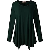 LARACE Womens Long Sleeve Flattering Comfy Tunic Loose Fit Flowy Top