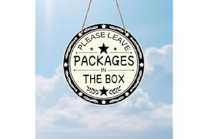 Please Leave Packages in The Box Vintage Sign - Classic Black & White Door Hanging for Home or Business - Essential Security 