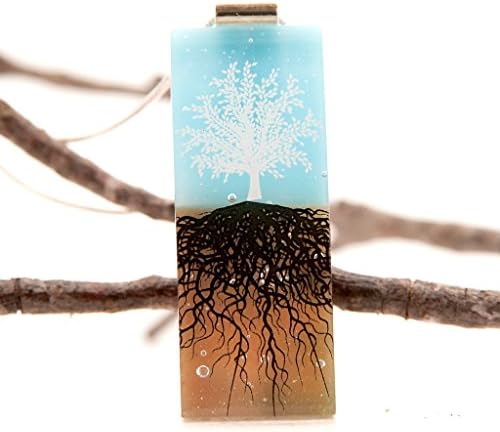 Tree of Life Jewelry, Tree of Life Pendant, Glass Pendant With Chain, Woman's Necklace, Dichroic Fused Glass Pendant, Pendant Slide, Woman's Gift, Bridesmaid Gifts, Women's Jewelry, Glass Charm