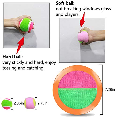 ONFUTAT Toss and Catch Balls, 3 Stick Disc Paddles Toss and Catch Ball Set, 6 Paddles and 6 Balls, Suitable for Sports, Beach, Gifts, Event and Game Prizes, Party Favor and Supplies - Thumbnail 3