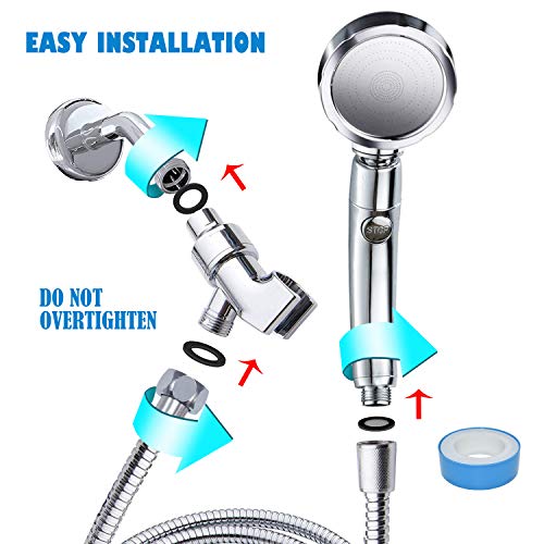 Handheld Shower Head with Hose - INAYA Detachable Shower Head with Handheld Spray & ON/OFF Pause Switch & 3 Spray Settings Showerhead with Extra Long Hose - High Pressure & Water Saving Shower Head