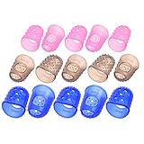 BCP 15 Pcs Large Medium Small Size Guitar Fingertip Protectors Silicone Finger Guards for Ukulele Electric Guitar
