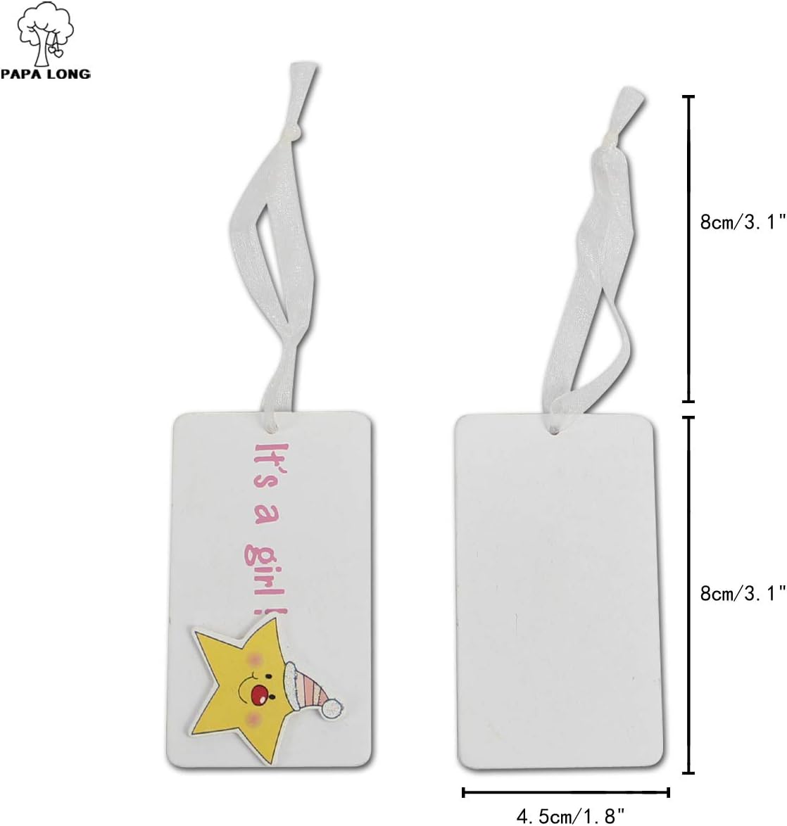 PAPA LONG Wooden Wishing Card for Baby Shower Boy- Gift Wrap Tags for Baby-12pcs