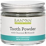 Banyan Botanicals Tooth Powder – Fluoride-Free Herbal Toothpaste Powder Alternative with Miswak & Charcoal ­– for Strong, Hea