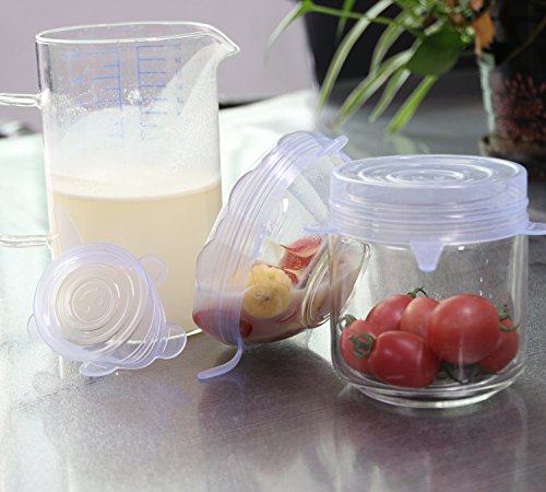 Silicone Stretch Lids BPA Free Silicon Lids Overs Food Saver Covers Various Sizes for Keeping Food Fresh, Bowls, Bottles,Pots Cans, Cups,Mugs, Platters, Dishes,Jars, Oven, Microwave etc(Blue-6 Pack)