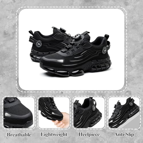 GemChve Safety Shoes Men Women Lightweight Breathable Sneakers Non-Slip Safety Shoes with Steel Toe Quick Adjustment of Laces 36-46 EU
