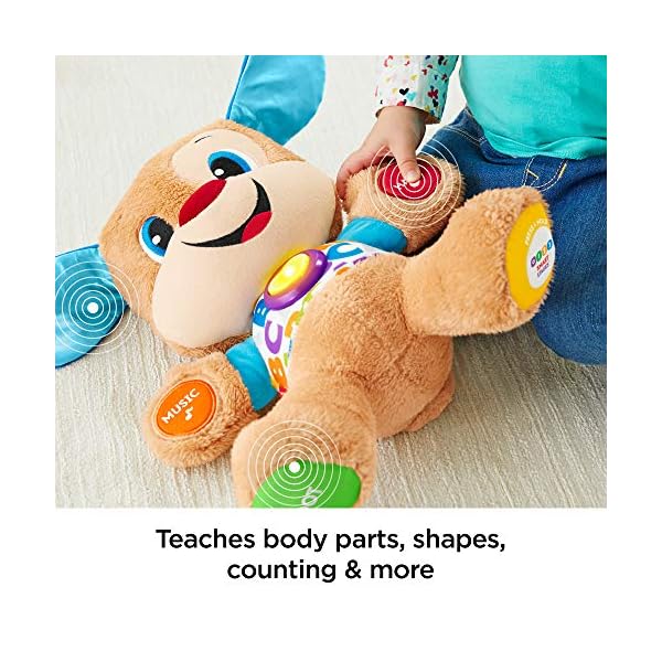 Fisher-Price Laugh & Learn Smart Stages Puppy - UK English Edition, infant plush toy with music, lights and learning…