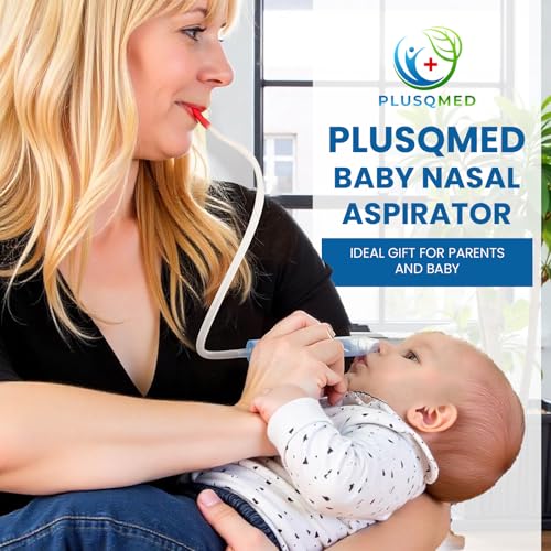 Baby Nasal Aspirator, Mucus Sucker with 24 Hygiene Filters - Safe & Easy to Clean for Newborns, Infants, Kids - Suction Nose Cleaner, Nose Sucker, Nasal Suction, Mucus Remover,PLUSQMED