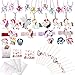 84pcs Unicorn Party Favors, Bracelets, Rings, Keychains, Necklace, Tattoos, Hair clips and Unicorn party bags. 12 pcs for each. Rainbow Unicorn Birthday Party Supplies Set Novelty Toys for Kids Girls