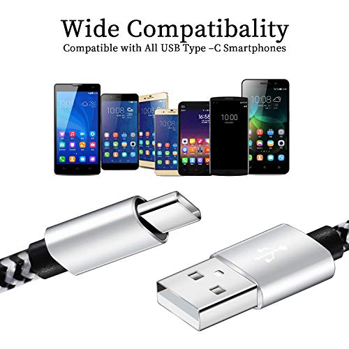 QQLIKE USB Type c Cable, 5 Pack (6FT) Nylon Braided USB C Cables 3A Fast Charging Charger for Samsung Galaxy S9/S8 Note8/9 20 10 S21 S20 S10 Plus C Cord