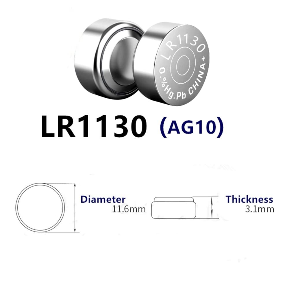 Nightkonic 30 Pack - AG10 LR1130 Battery 1.5V Button Cell Batteries