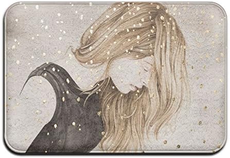 XTingIy Golden Long Haired Girl Home Life Flannel Non-Slip BedroomRug Mats Antibacterial