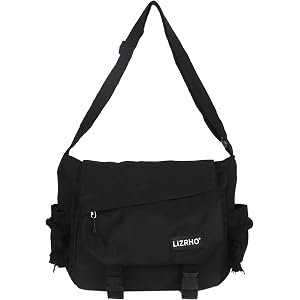 Nylon Messenger Bag Large Capacity Crossbody Shoulder Bookbag with Adjustable Strap for Men Women 11.8x9.8x3.9 Inch