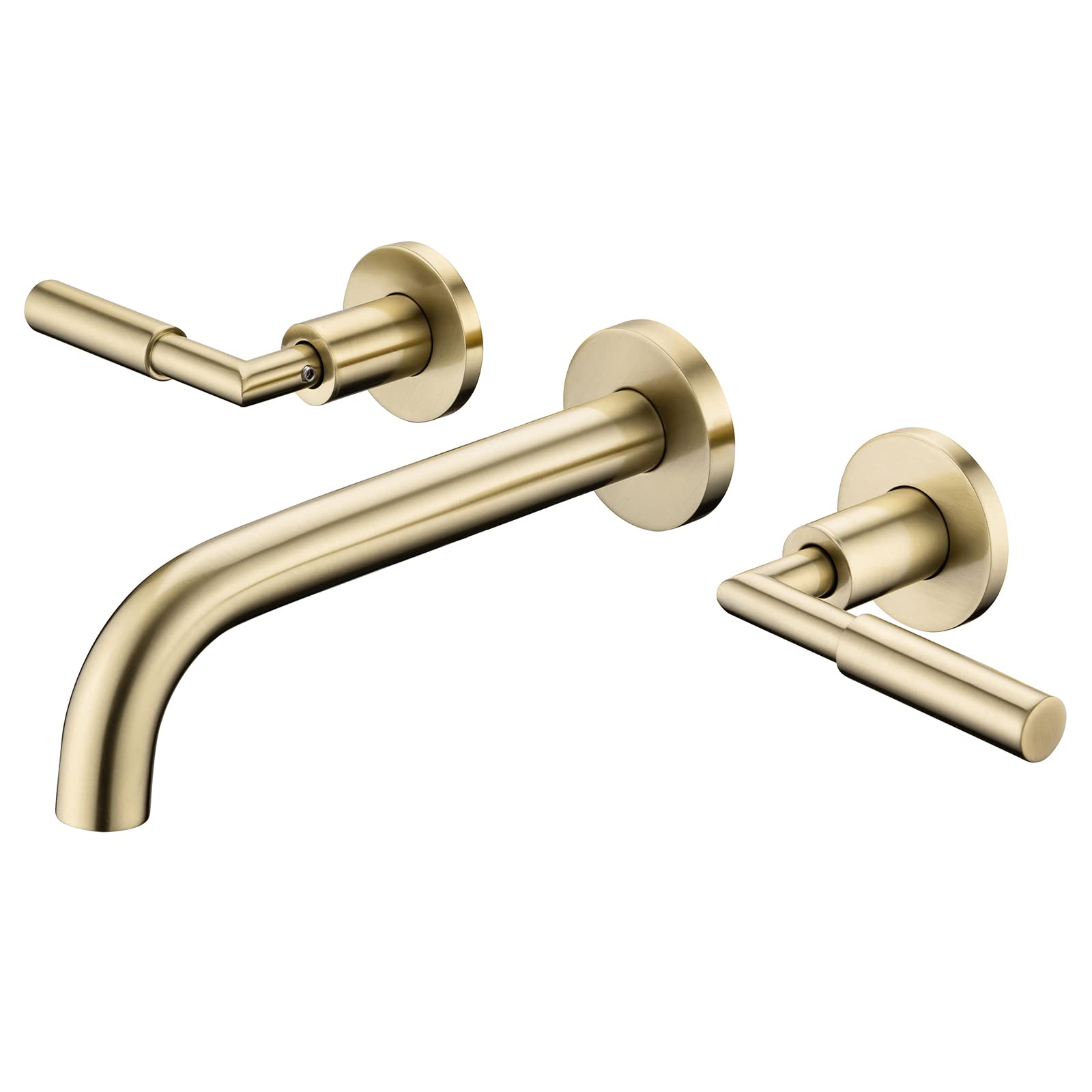 Pattlye Gold Wall Mount Faucet, Brushed Gold Wall Mounted Bathroom Sink Faucet, Dual Handle ...