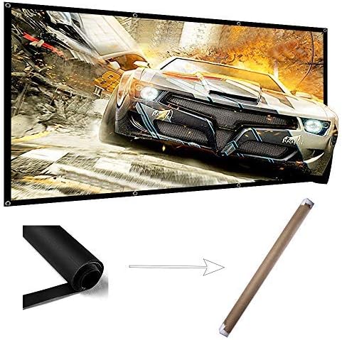 120 Inch Projector Screen Wrinkle Free Portable Indoor Outdoor Movie Screens 16:9 HD 4K with Hanging Hole Grommets Rolling High Color Reduction Home Theater Projection Cinema