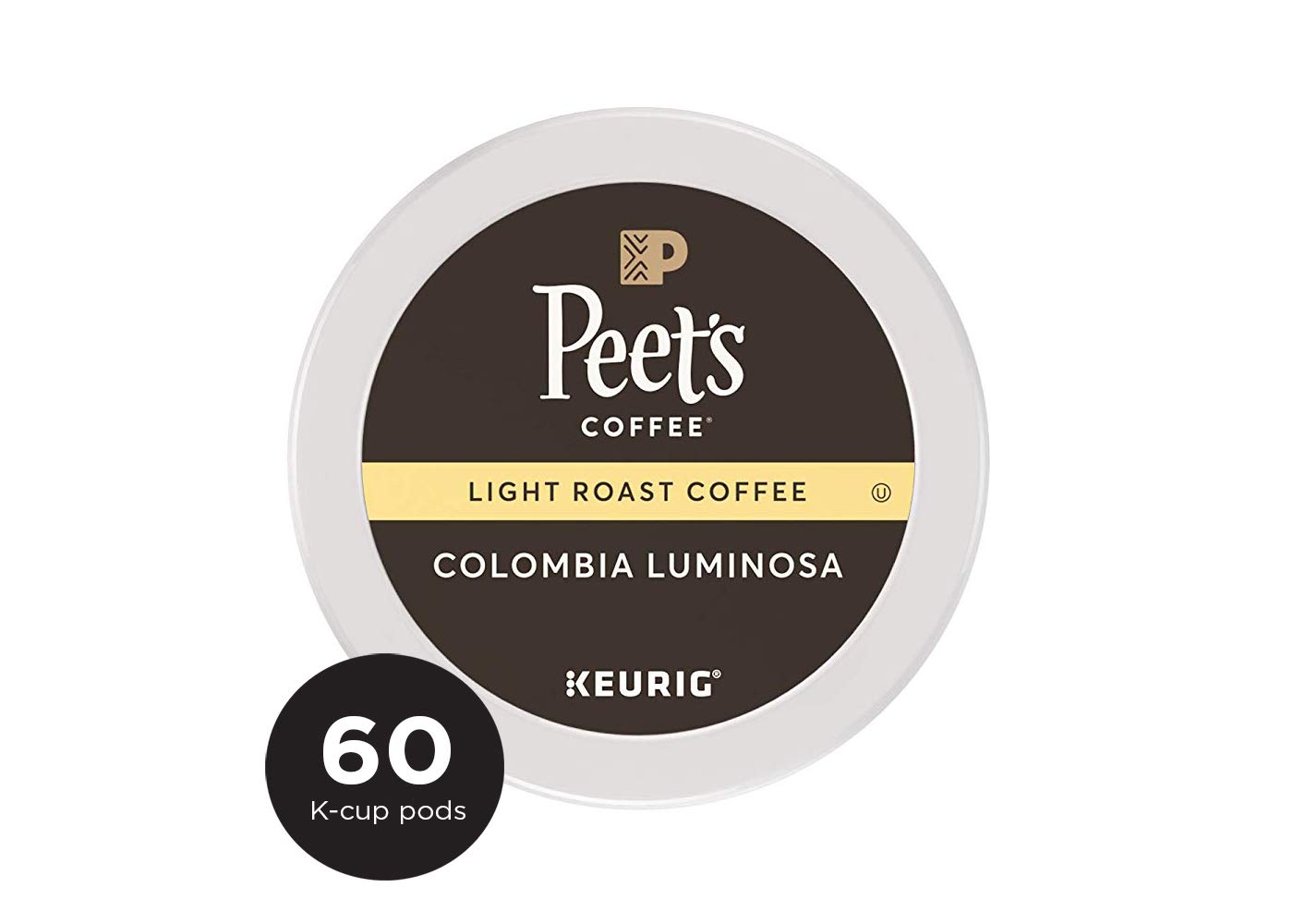 Peet's Coffee K-Cup Packs, Colombia Luminosa, Light Roast, 60 Count