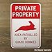 Private Property, Area Patrolled by Guard Bunnies; novelty rabbit sign, aluminum, 6
