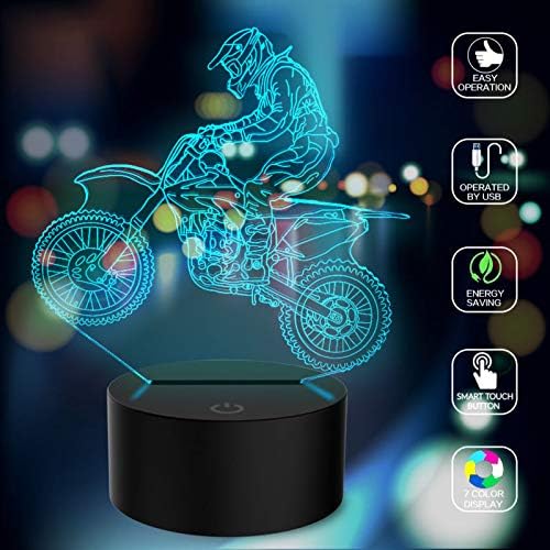 Novelty 3D Illusion Lamps MTB Motocross Bike LED Night Lights USB 7 Colors Sensor Desk Lamp for Outdoor Sports Lover Collection MTB Motocross Bike 3D LED Night Light Desk Lamp Kids Boy Christmas Gift