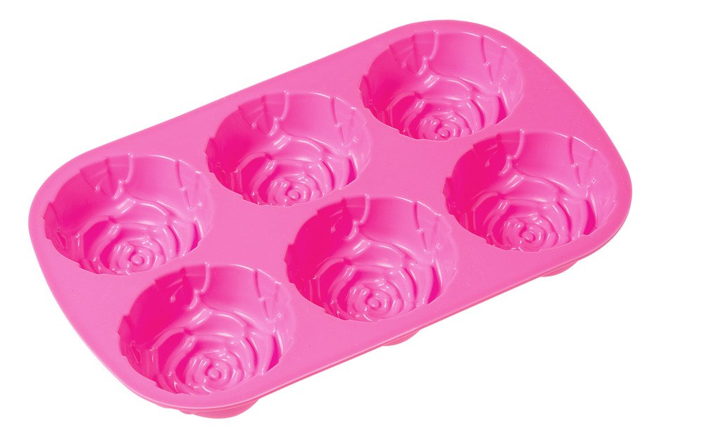 6 Cavity 3D Rose Shaped DIY Silicone Mold for Soap Cake Food Pudding and More