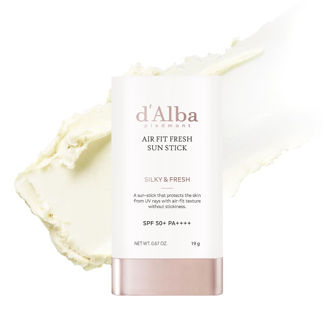 d'Alba Air Fit Fresh Stick SPF50+PA++++, Vegan Sunstick, Non-Sticky, Silky Powdery Finish, On-the-Go Sun Protection, Korean skincare, 19g / 0.67 oz.