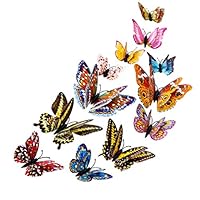 Libobo 12pcs 3D Butterfly Design Decal Art Wall Stickers Room Magnetic Home Decor