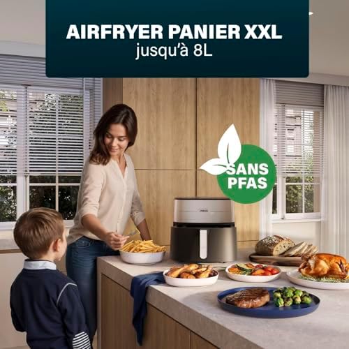 Dual Heat Airfryer 8L XXL, Friteuse à air chaud avec Double élément Chauffant pour une Cuisson plus Rapide et des Résultats Croustillants, 15-en-1, sans BPA ni PFAS, 2000 W, 182280