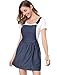 Allegra K Women's Printed Overall Adjustable Straps Suspender Mini Chambray Pinafore Dress Small Dark Blue-Dots