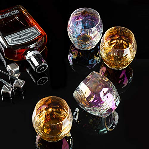 Whiskey Glasses Set of 4, 12 oz Old Fashioned Glasses, Bourbon Glasses