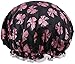 LRKC Women's Waterproof Double Layered Reusable Bathing Shower Cap, Pink Bows