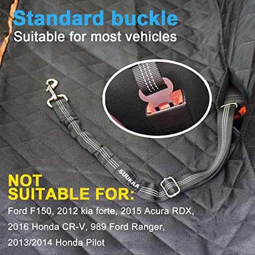 2PCS All Metal Buckle Dog Cat Seat Belt,Dual Use Leash,Reflective Strip,Elastic Buffer Protection,Durable Nylon Safety Belt