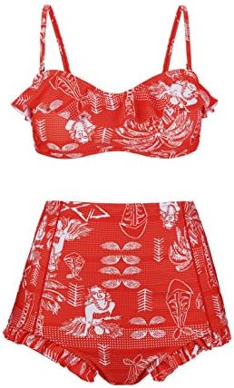 AnniBlue Women Cute Tribal High Waisted Bathing Suits Swimwear for Juniors