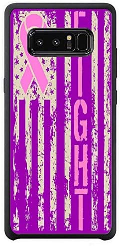FIDIKO Fight Breast Cancer Awareness USA Flag Protective Case Compatible Galaxy Note 8, Cool Hard Plastic Tough | Snap On Hard Back Compatible Samsung Galaxy Note 8