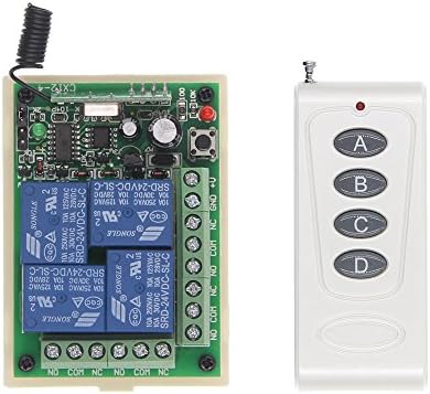 Abytele 1000m Long Distance DC 12V 24V 4 Channel 4CH RF Wireless Remote Control Switch System, (1 Receiver + 1 Transmitter) (24V 433.92 MHz)