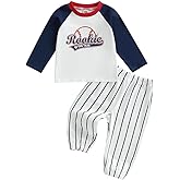 Baby Boys First Birthday Outfit Rookie of the Year Baseball Shirt and Striped Pants Set 1st Birthday Clothes