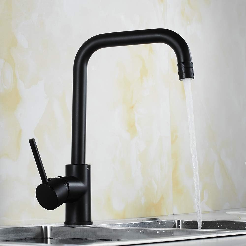 Commercial Matte Black Kitchen Faucet, Single Handle High Arc Bar Sink