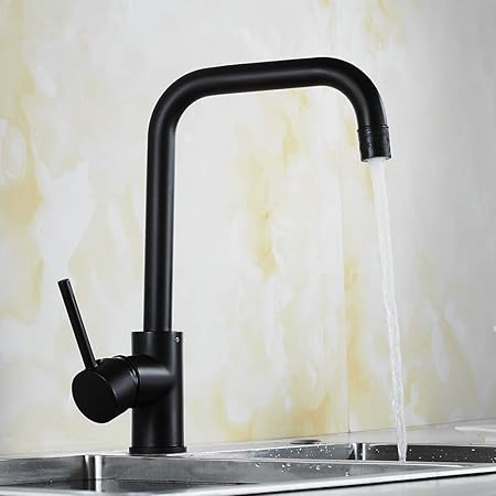 Commercial Matte Black Kitchen Faucet Single Handle High Arc Bar