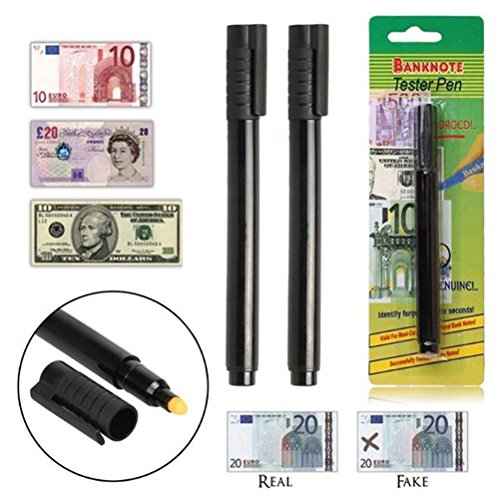 NUOLUX 2pcs Detector de dinero Bolígrafo Bolígrafo Tester en efectivo Monedero Checker Blacklight Pen: Amazon.es: Hogar