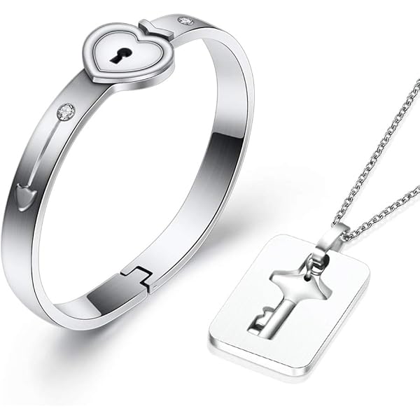 Amazon.com: MYNENEY Love Heart Key Lock Bangle Bracelet Couple